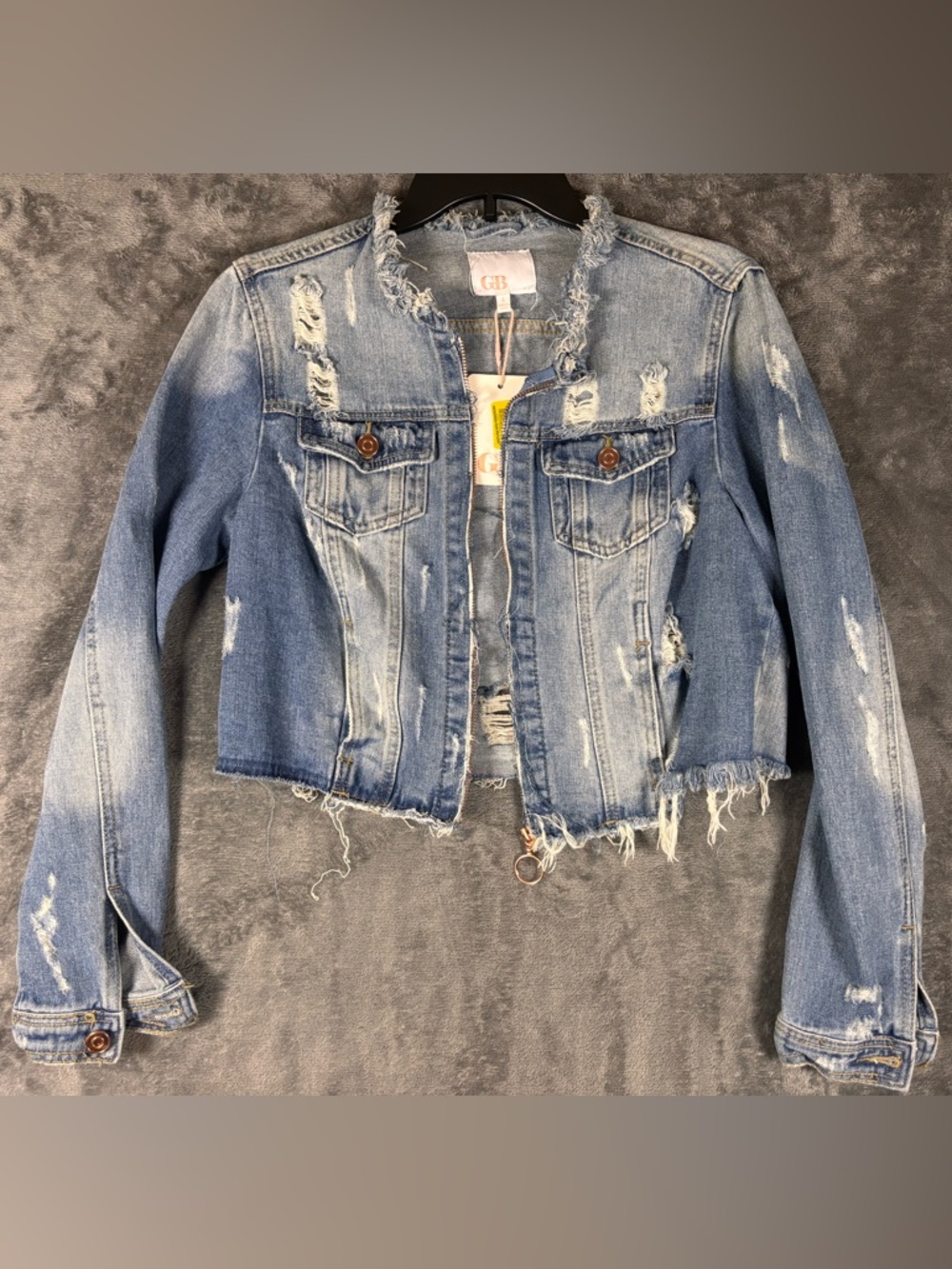 NWT GB Distressed Jean Jacket Sz. Large